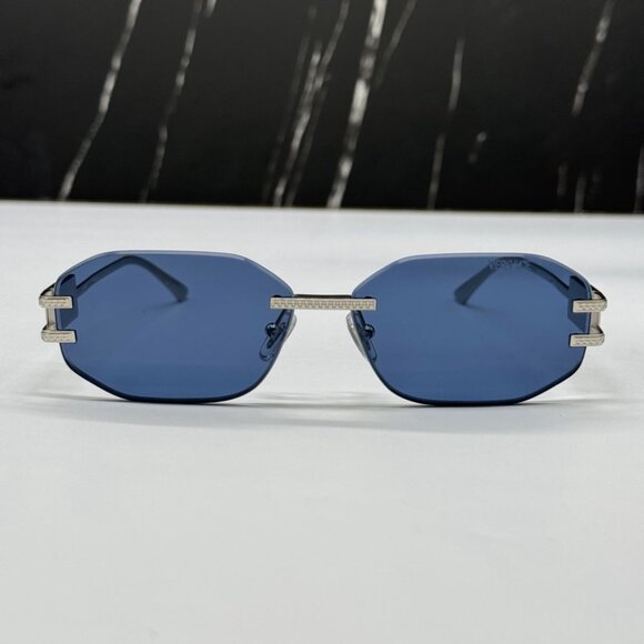 NEW VE2274 1000/80 VERSACE SILVER BLUE WOMEN VERSACE MOD 2274 100080 SUNGLASSES - Picture 5 of 12